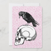 Pink Black Crow Raven Halloween Einladung (Rückseite)