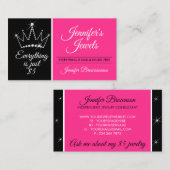 Pink Black Crown Bling Diamond Juwelen Visitenkarte (Vorne/Hinten)