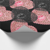 PINK BLACK CUPID LACE HEARTS Valentinstag Geschenkpapier (Ecke)