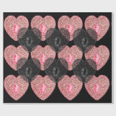 PINK BLACK CUPID LACE HEARTS Valentinstag Geschenkpapier (Flach)