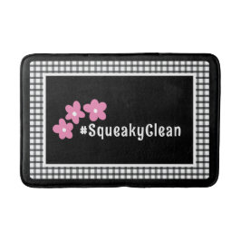 Pink Black Customizable Blume Hashtag Dorm Room Badematte