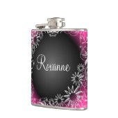 Pink Black Daisy Blumen Face Custom Flask Flachmann (Links)