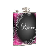 Pink Black Daisy Blumen Face Custom Flask Flachmann (Rechts)