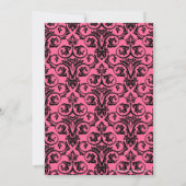 Pink Black Damask Abschluss Einladung (Rückseite)