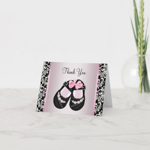 Pink Black Damask Baby Girl Dusche Danke