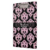 Pink & Black Damask Chic Elegantes Glam Personalis Klemmbrett (Links)
