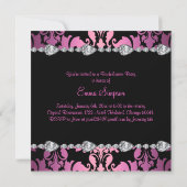 Pink & Black Damask & Diamond Bachelorette Einladu Einladung (Rückseite)