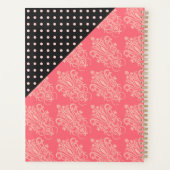 Pink Black Damask Dots Girly Trendy Monogram Planer (Rückseite)