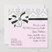 Pink Black Damask Herzkreuz Erste Kommune Einladung (Rückseite)