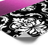Pink Black Damask Hochzeitszeichen Empfang Poster (Ecke)