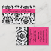 Pink Black Damask Lace Business Cards Visitenkarte (Vorne/Hinten)