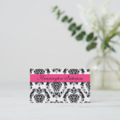 Pink Black Damask Lace Business Cards Visitenkarte (Stehend Vorderseite)