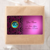 PINK BLACK DAMASK MONOGRAM, blau aquamarin (Insitu)