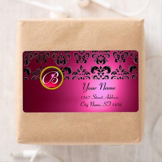 PINK BLACK DAMASK MONOGRAM, ROT RUBY (Insitu)