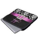 PINK, BLACK DAMASK MONOGRAMM LAPTOPSCHUTZHÜLLE (Vorne Knopf)