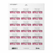 Pink Black Damask Muster Adressaufkleber (Vorne)