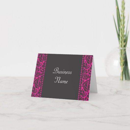Pink & Black Damask Note Card Karte (Vorderseite)