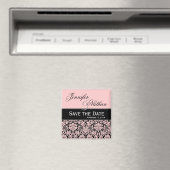 Pink & Black Damask Save the Date Hochzeitsmagazin Magnet (In Situ (Geschirrspüler))