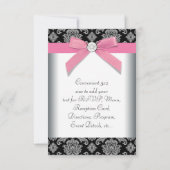 Pink Black Damask UAWG RSVP Karte (Rückseite)