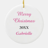 Pink Black Dancer Personalisiert Weihnachten Keramik Ornament (Hinten)
