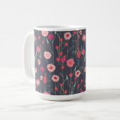 Pink Black Dark Boho Floral Kaffeetasse (Vorderseite Links)