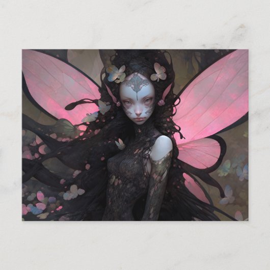 Pink Black Dark Faiasy Fantasy Art Postkarte (Vorderseite)
