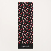 Pink Black Dot Circle Geometric Pattern Retro  Yogamatte (Vorderseite)