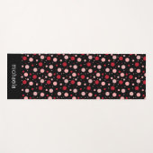 Pink Black Dot Circle Geometric Pattern Retro  Yogamatte (Vorderseite (Horizontal))
