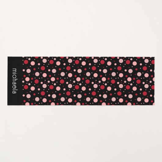 Pink Black Dot Circle Geometric Pattern Retro  Yogamatte (Vorderseite (Horizontal))