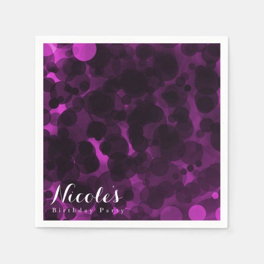 Pink & Black Dots Modernes Party mit individuellem Serviette (Vorderseite)