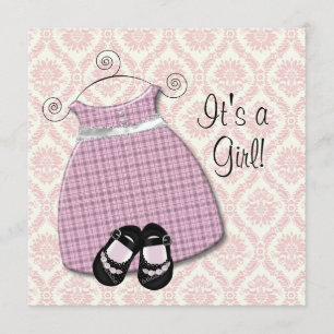 Pink Black Dress Shoes Pink Black Damask Baby Girl Einladung