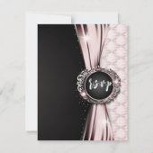 Pink & Black Elegant Luxury Wedding RSVP Einladung (Rückseite)