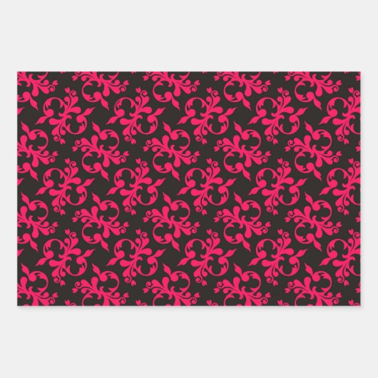Pink Black Extravagant Geometric Wrapping Paper Se Geschenkpapier Set (Vorderseite)