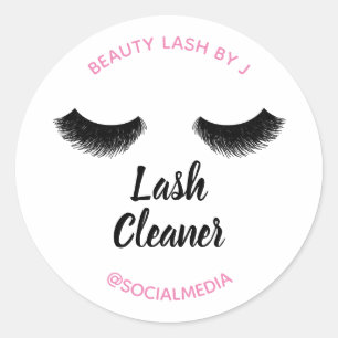 Pink Black Eyelash Extension Cleaner Shampoo Label Runder Aufkleber