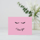 Pink Black Eyelashes Glam Personalisiert Postkarte (Stehend Vorderseite)