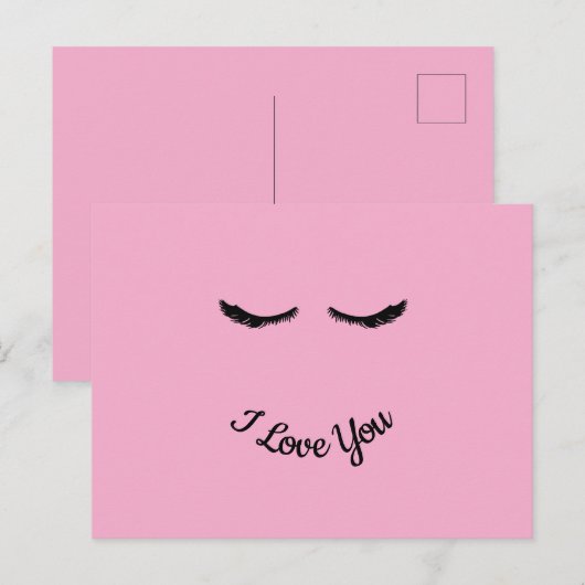Pink Black Eyelashes Glam Personalisiert Postkarte (Vorne/Hinten)