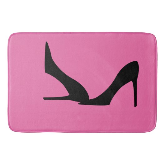 Pink Black Fashion High Heels Pumps Girly Bath Mat Badematte (Vorderseite)
