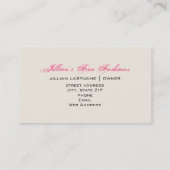 Pink Black Faszinator im Hutständer-Kleidergeschäf Visitenkarte (Rückseite)