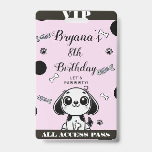 Pink Black Fish Knochen Welpe Hund Geburtstag VIP  Ausweis