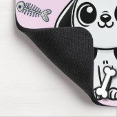 Pink & Black Fish Knochen Welpen Hund Niedlich Off Mousepad (Ecke)