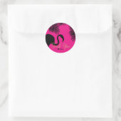 Pink & Black Flamingo & Palm Tropisches Party Runder Aufkleber (Tasche)