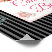 Pink & Black Floral Candy Bar Wedding Sign Poster (Ecke)