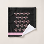 Pink Black Floral Crowns Badhandtuch Set (Waschlappen)