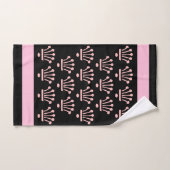Pink Black Floral Crowns Badhandtuch Set (Handtuch)