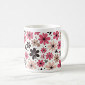 Pink & Black Floral Mug Kaffeetasse (VorderseiteRechts)