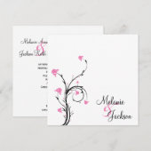 Pink Black Floral Wirbel White Post Hochzeit Einladung (Vorne/Hinten)