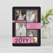 Pink Black Foto Collage Class of Abschluss Ankündigung (Stehend Vorderseite)