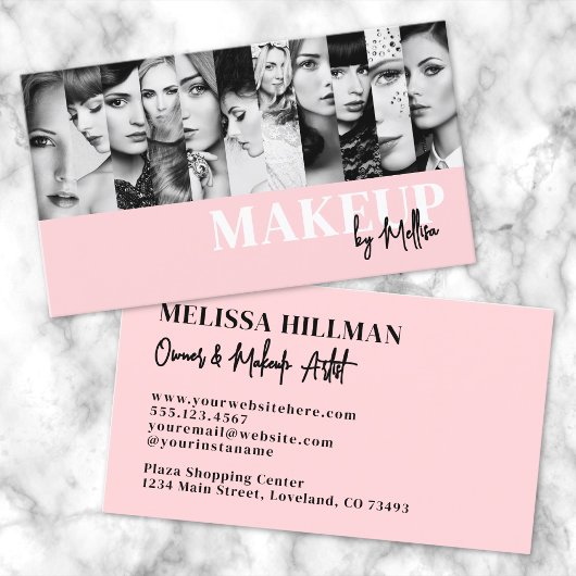 Pink Black Foto Make-up Visitenkarte