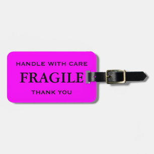 Pink Black Fragile Handle mit Sorgfalt Vielen Dank Gepäckanhänger
