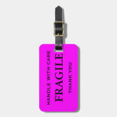 Pink Black Fragile Handle mit Sorgfalt Vielen Dank Gepäckanhänger (Vorderseite vertikal)